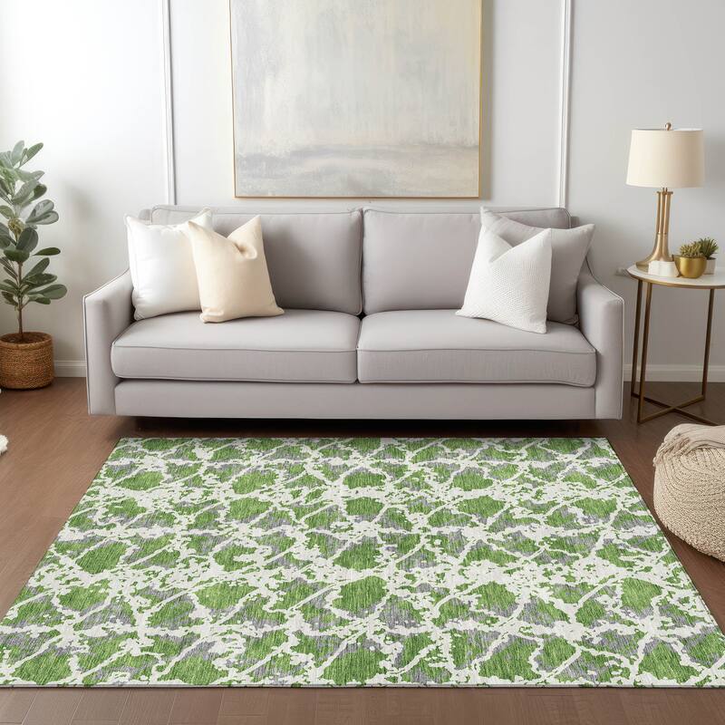 Machine Washable Indoor/ Outdoor Abstract Modern Chantille Rug