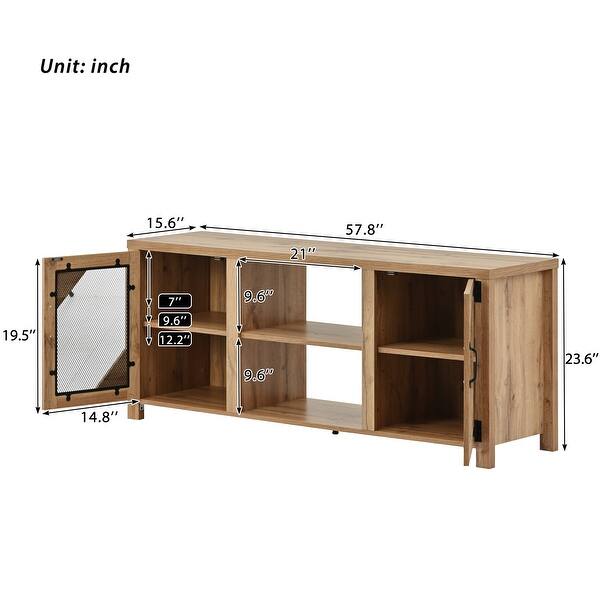 TV Stand for 65'' TV with Concealed Storage, Adjustable Shelves