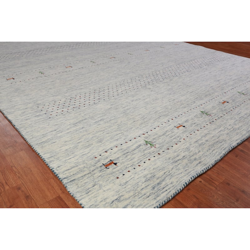 Tribal Gabbeh Indian Area Rug Handmade Beige Wool Carpet - 7'10" x 9'10" - 7'10" x 9'10" - Ivory/Beige