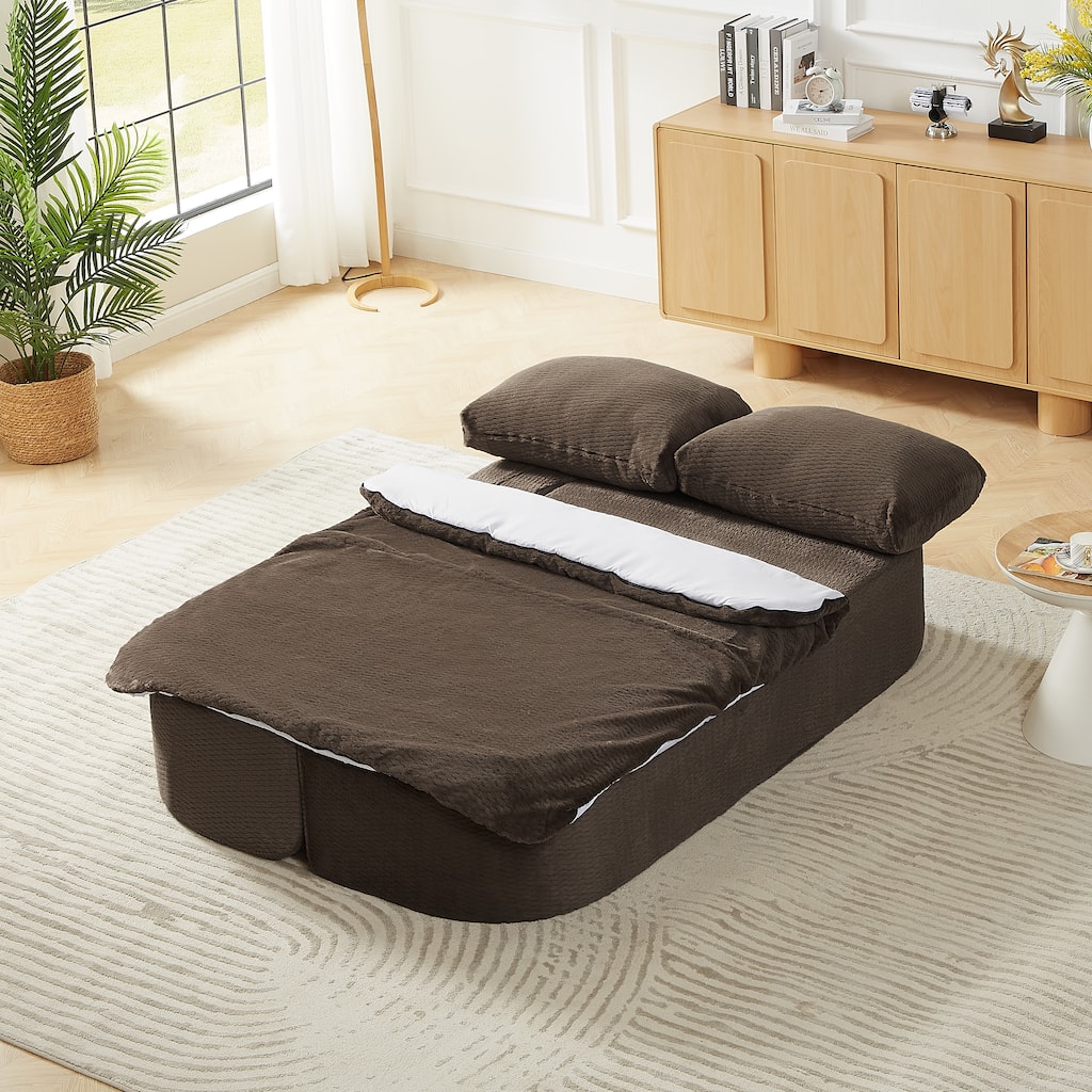 GDFStudio - Modern Folding Fabric Futon Sofa Bed with 2-in-1 Convertible Function for Bedroom Living Room Apartment