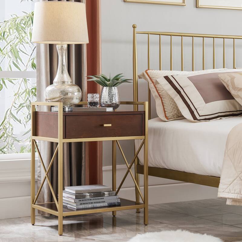 Contemporary Charging One Drawer Nightstand Side Table