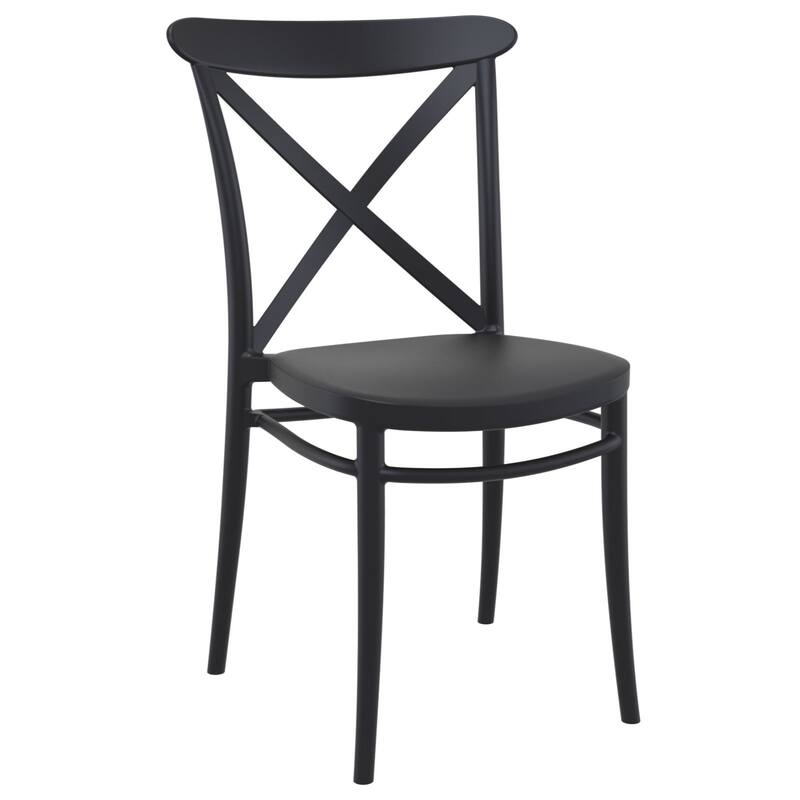 34.25" Black Patio Cross Armless Dining Chair