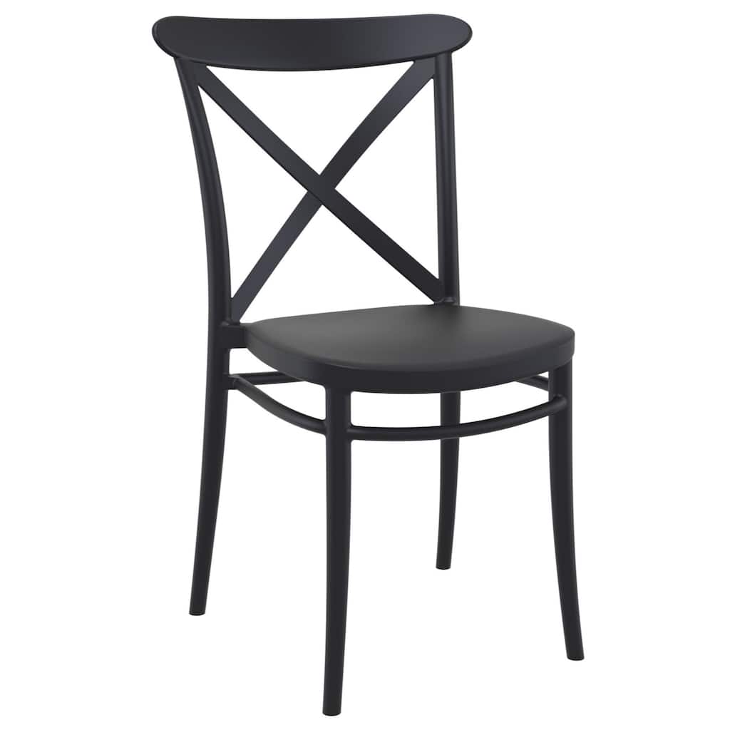 34.25" Black Patio Cross Armless Dining Chair