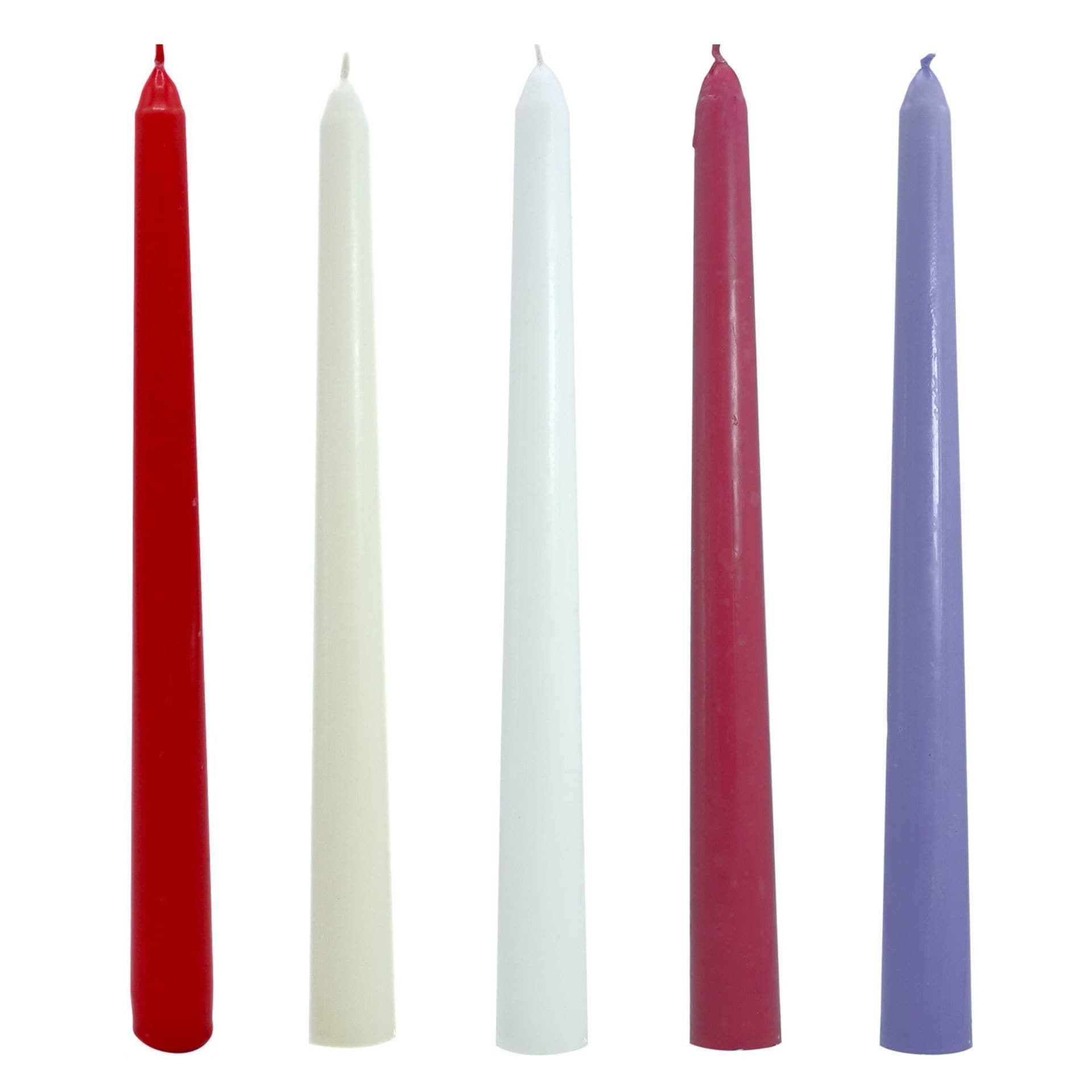 25 Red Unscented Wax Taper Candles, 8 Hour Burn Time