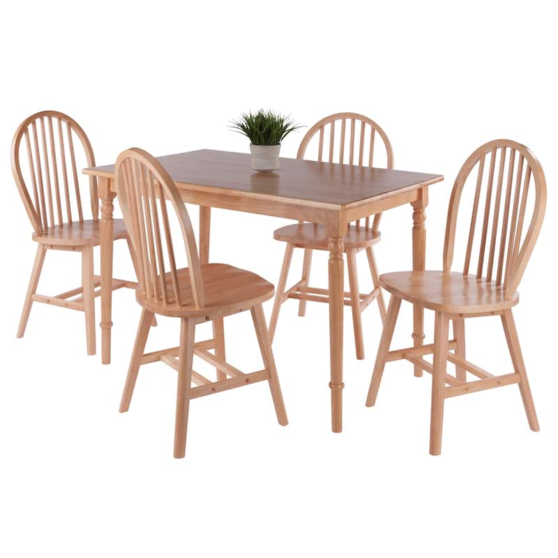 5-Pc Dining Table with Windsor Chairs, Natural