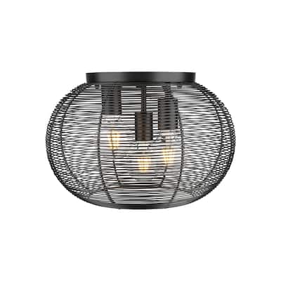 Calypso 3 Light Flush Mount in Matte Black with Matte Black Shade