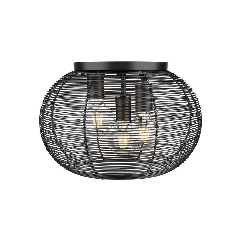 Golden Lighting Calypso 3-light Flush Mount in Matte Black