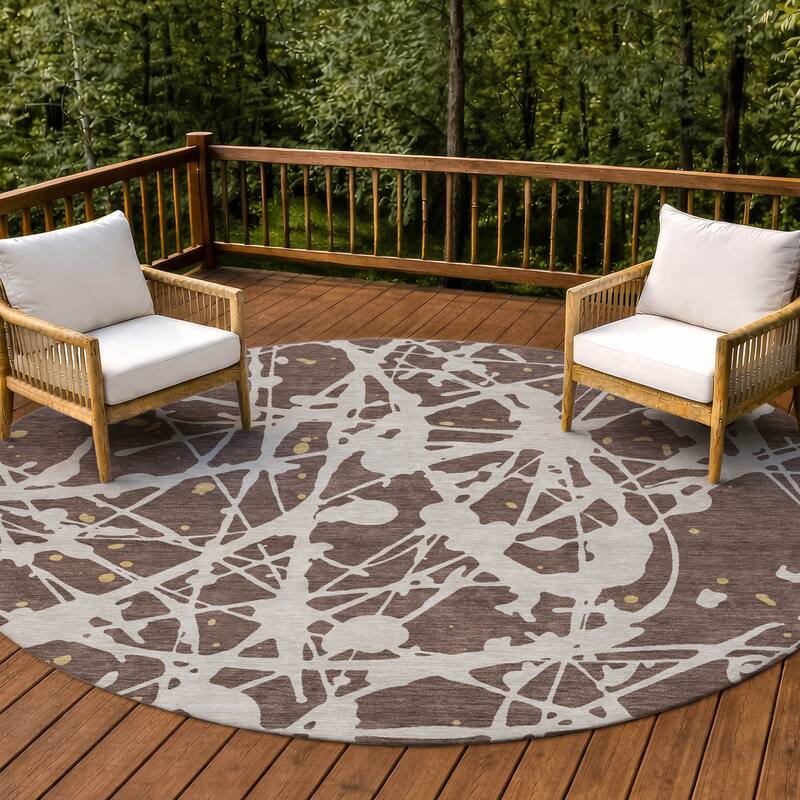 Machine Washable Indoor/ Outdoor Modern Campo Chantille Rug - Chocolate - 8' x 8'