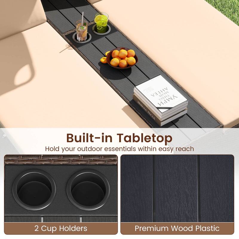 Costway Outdoor Daybed with Adjustable Backrests 2-Person PE Rattan - See Details