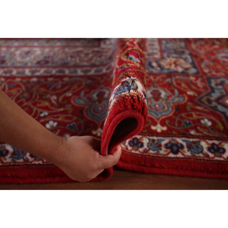 Victorian Style Red Kashan Turkish Rug Machine Made Traditional Carpet - 9'9" x 13'0"