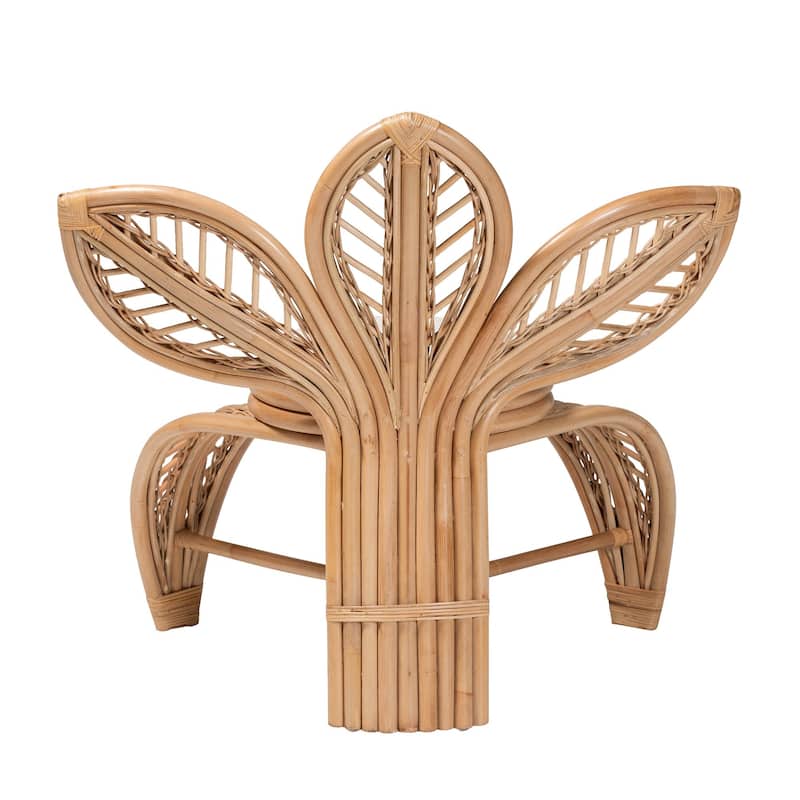 bali & pari Gresham Modern Bohemian Natural Rattan Leaf Accent Chair