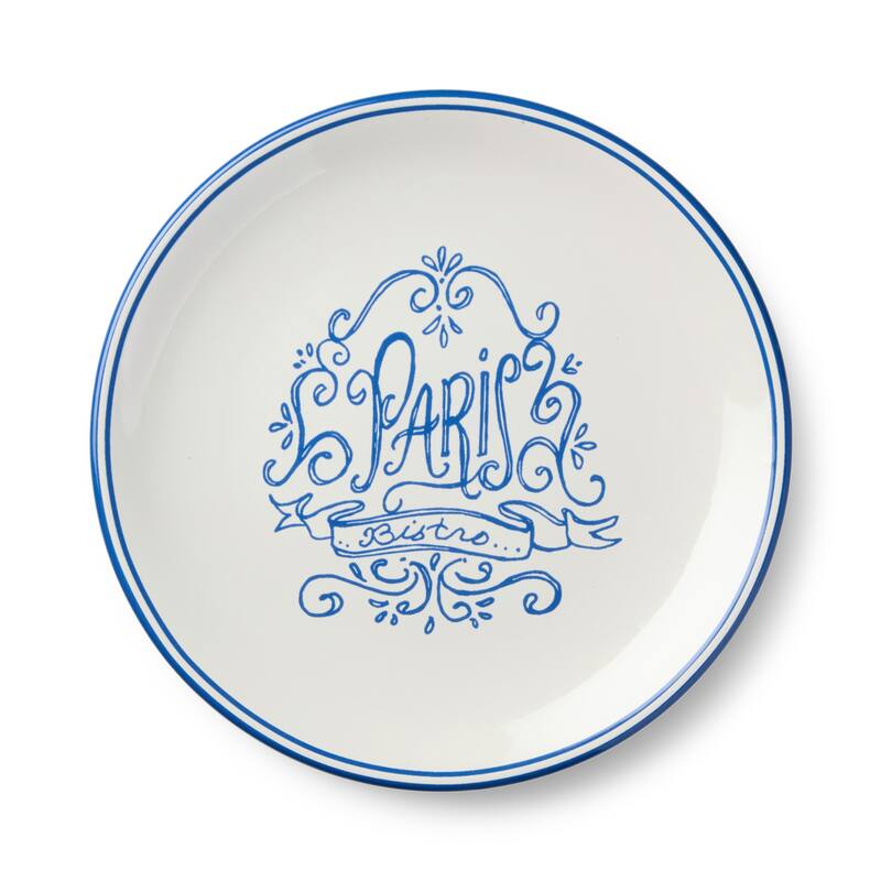 Certified International Bistro 9" Salad/Dessert Plates, Set of 4 Assorted Designs - 9.00"L x 9.00"W x 1.00"H