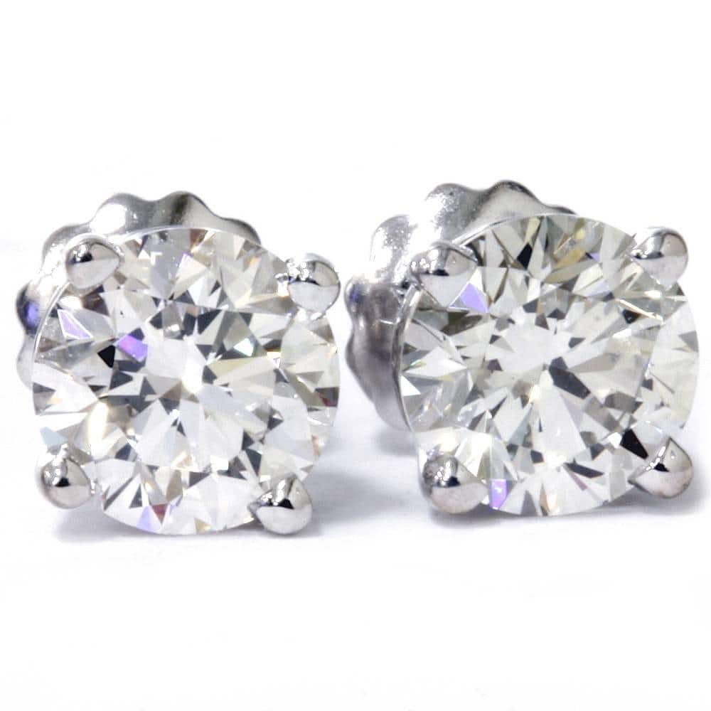 3 Cttw Diamond Studs With Screw Backs White Gold Lab Grown