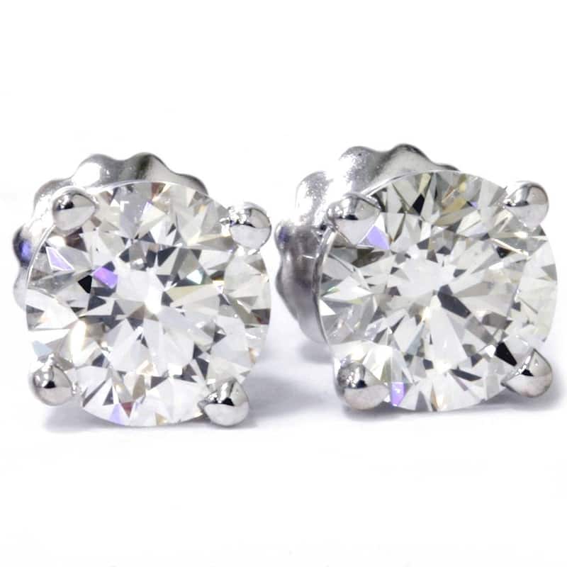 Bliss Diamond 3 Cttw Diamond Studs With Screw Backs White Gold Lab Grown - White
