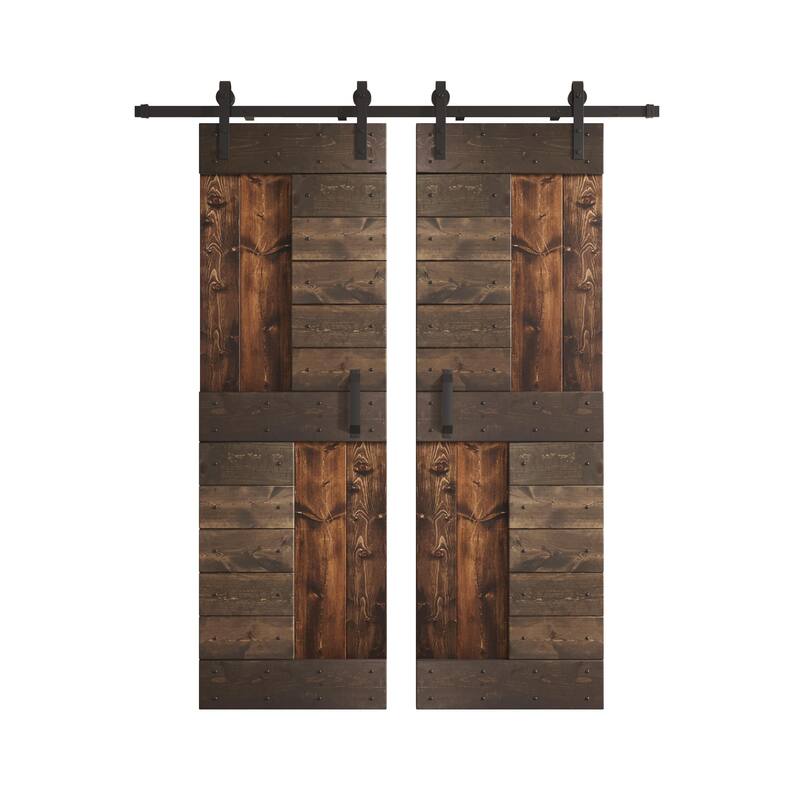 Coast Sequoia 48in./60in./72in./84in. x 84in. S Series Multi-Color Pine Wood Double Sliding Barn Door With Hardware Kit