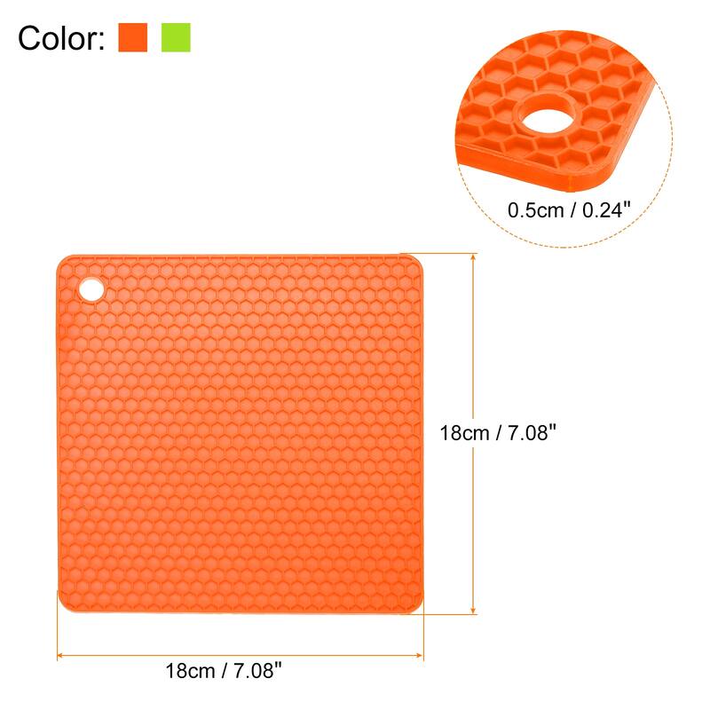 Silicone Trivet Mats 4pcs, Pot Holders for Hot Pan Pot Counter Mats - Orange+Red