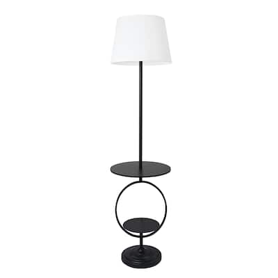 Lalia Home 61.4" Modern Elegance Floor Lamp with Built-In Side Table for Living Room, Bedroom, Entryway, Black