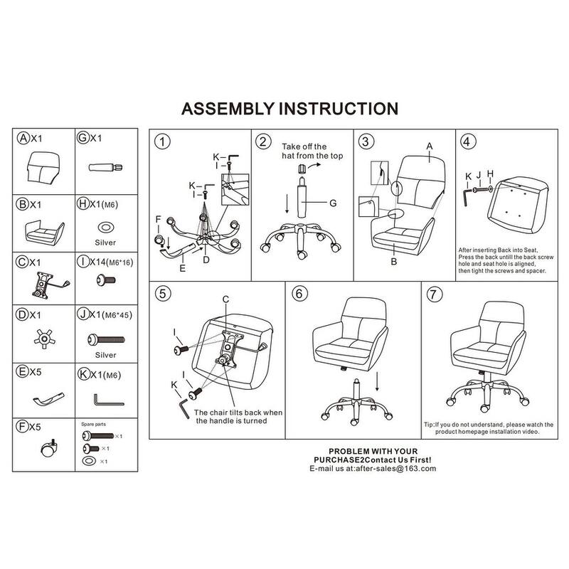 Modern Adjustable Height Office Chair - PU Leather Ergonomic Executive Chair for Home & Office