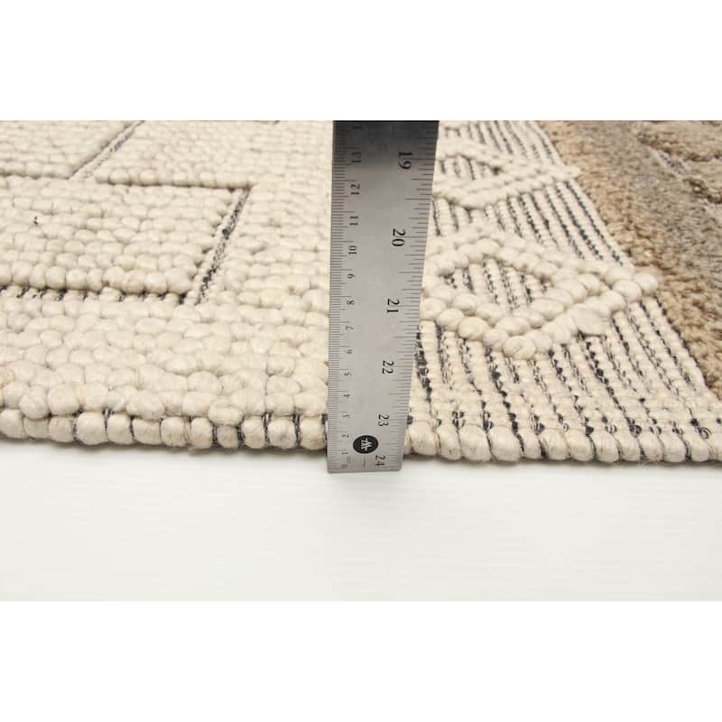 ECARPETGALLERY Braid weave Sienna Cream Wool Rug - 5'0 x 4'10