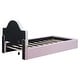 preview thumbnail 22 of 24, Twin/Full Size Upholstered Platform Bed with LED Headboard, Cute Kids Bed Frame Pink Floor Bed