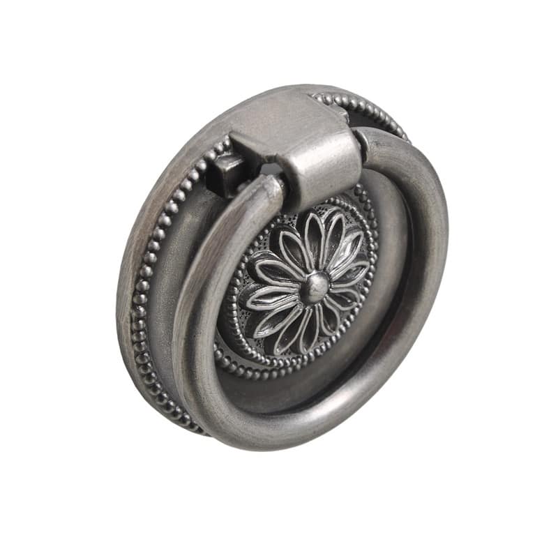 Utopia Alley Medici Cabinet Ring Pull Knob - Decorative Cabinet Pewter Drop Pull Knobs - Metal Drawer Pull Knobs 1 5/8"