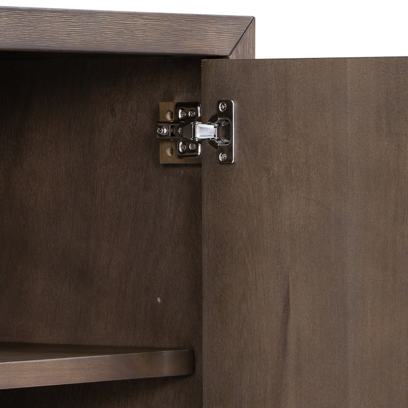 47.25"Sideboard with Pine Veneer and 2 Doors, Retro Buffet with Adjustable Feet, Wooden Storage Cabinet with Metal Handles