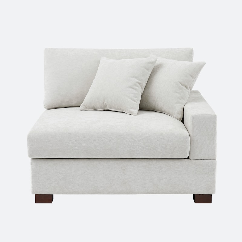 41" W Modern Chenille Corner Arm Accent Chair Sectional Module with Pillows