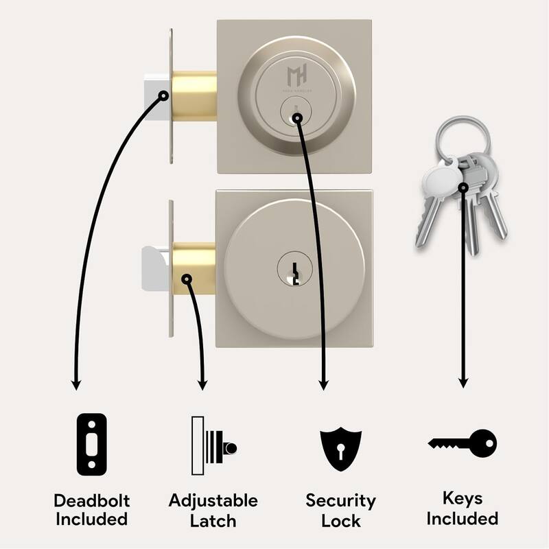 Mega Handles Entry SUANA Door Lock Set with Round Knob and Deadbolt | Keyed Combo | Reversible Handing | Fits Standard Doors