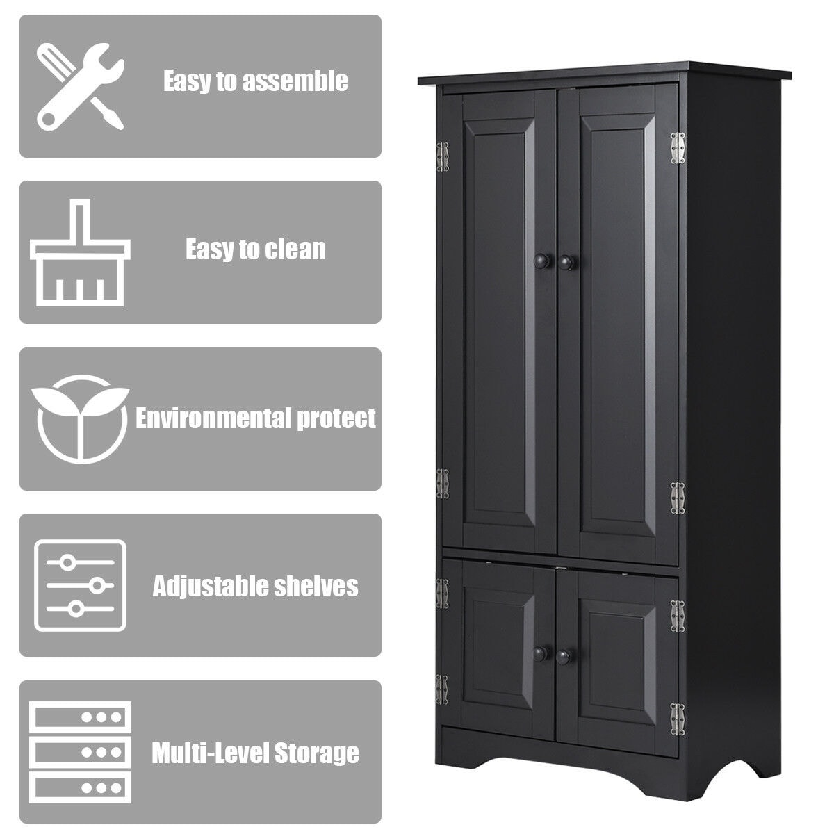 Costway Accent Storage Cabinet Adjule Shelves Antique 2 Costway Accent Storage Cabinet