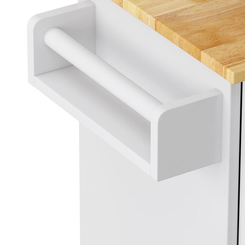 Kitchen Island Cart with 2 Door Cabinet and Three Drawers