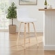 preview thumbnail 87 of 120, Skara Swivel Bar Stool, Upholstered Bar Height Chair with Bentwood Frame Single - White Faux Leather & Oak