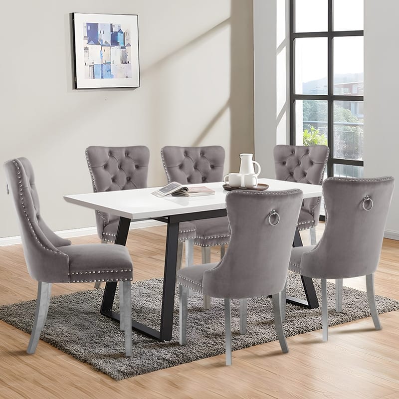 Contemporary Velvet Upholstered Dining Chair Set of 6