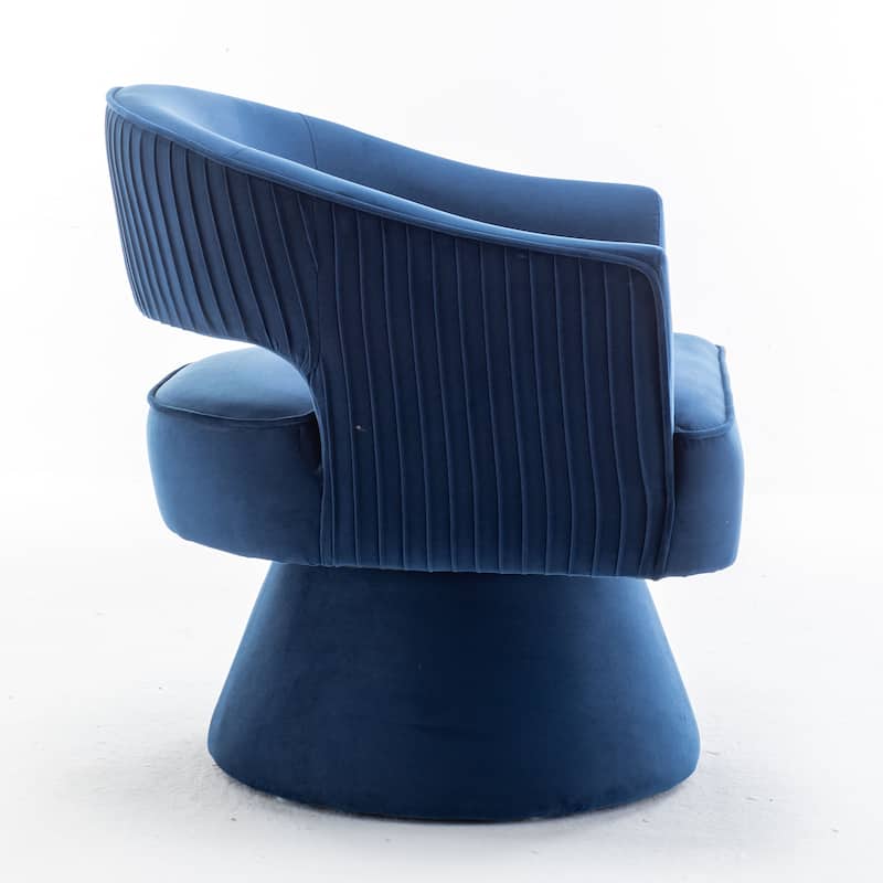 SEYNAR Modren Velvet Living Room Swivel Arm Barrel Chair with Tufted Back
