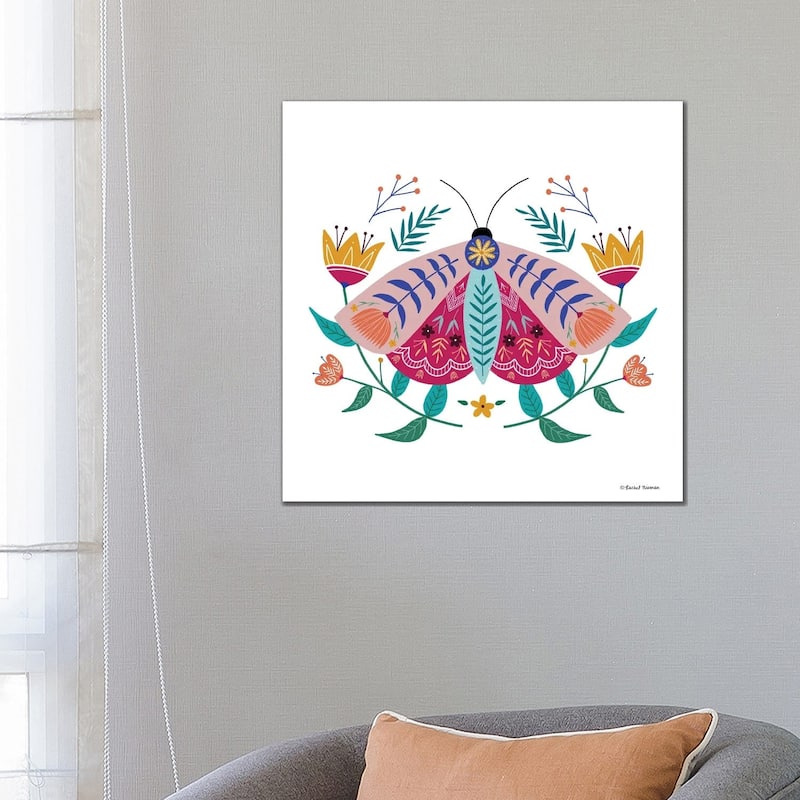 iCanvas "Folk Art Moth" by Rachel Nieman Canvas Print - 26x26x1.5