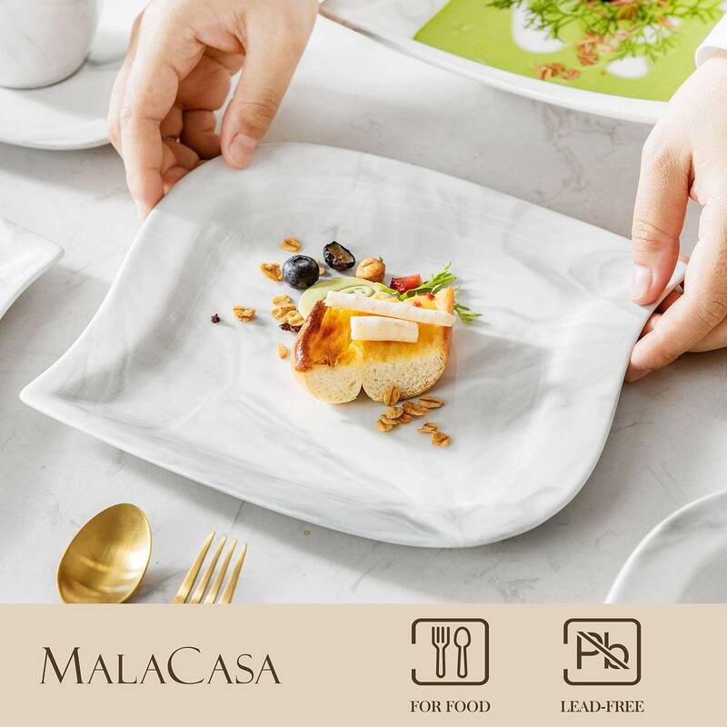 MALACASA Elvira 60-Piece Porcelain Dinnerware Set (Service for 12)