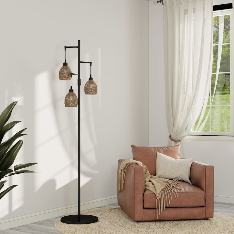 Woven Globe Floor Light Bohemian Tall Lamp