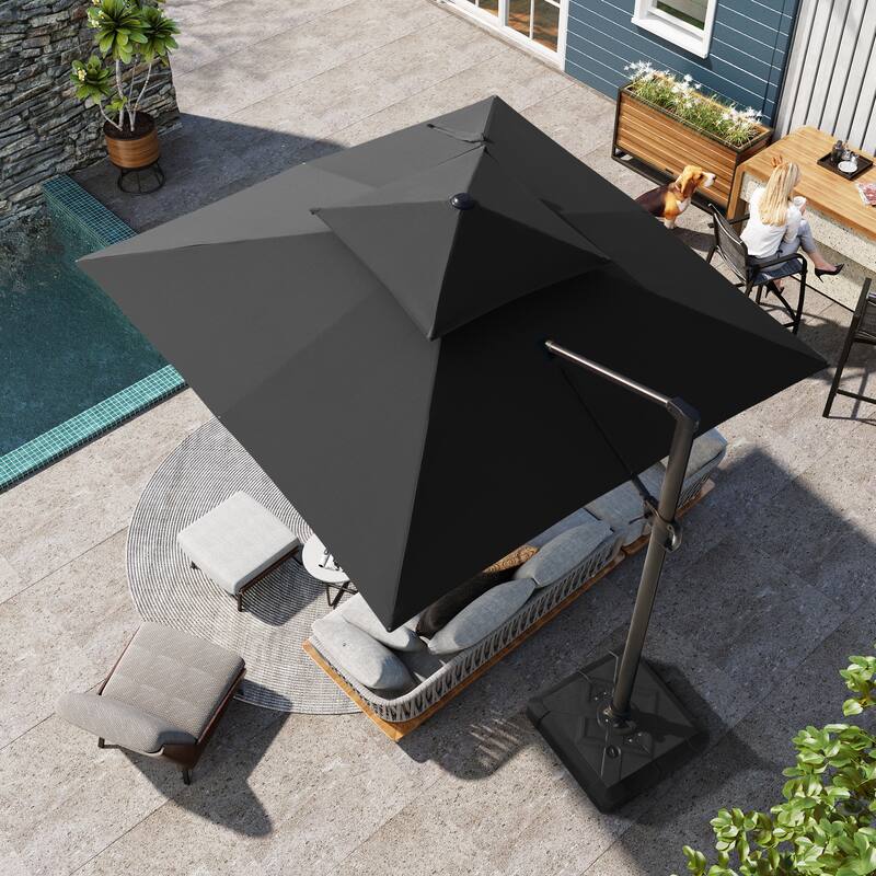 Outdoor Patio Cantilever Offset Umbrella 10 ft Square Double Top without Base