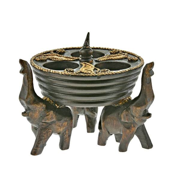 Shop Handmade A Trio Of Majestic Elephants Hand Carved Rain Tree Wooden Candle Holder Thailand Brown Overstock 31591630