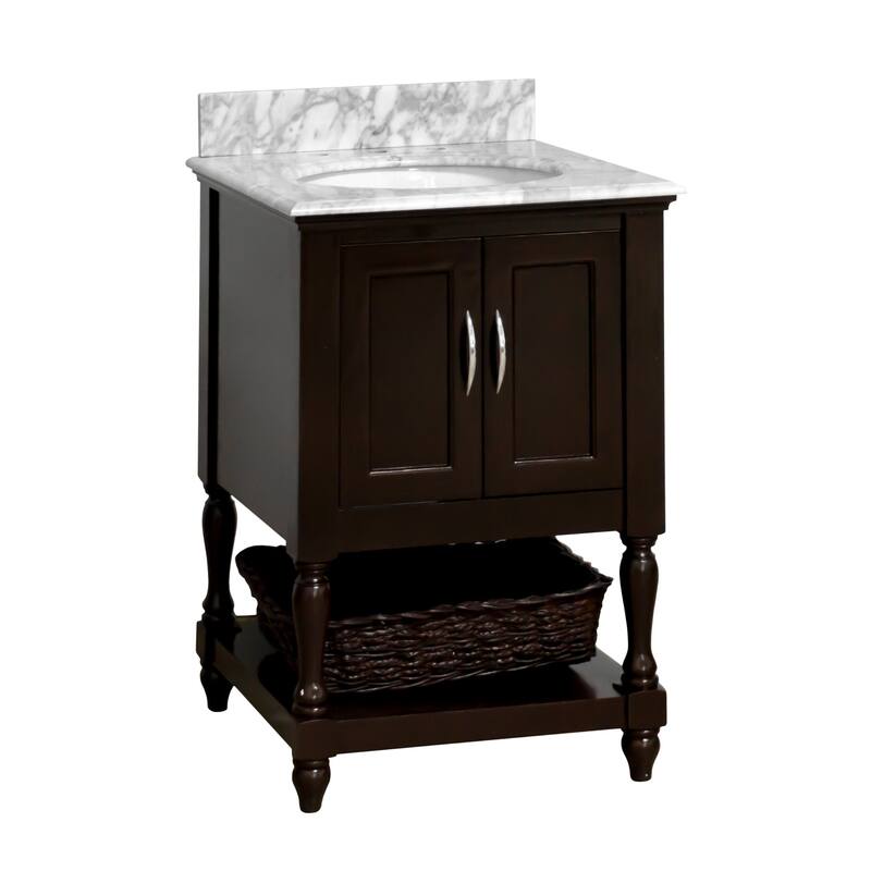 KitchenBathCollection Beverly 24" BathroomVanity w/ Carrara Marble Top