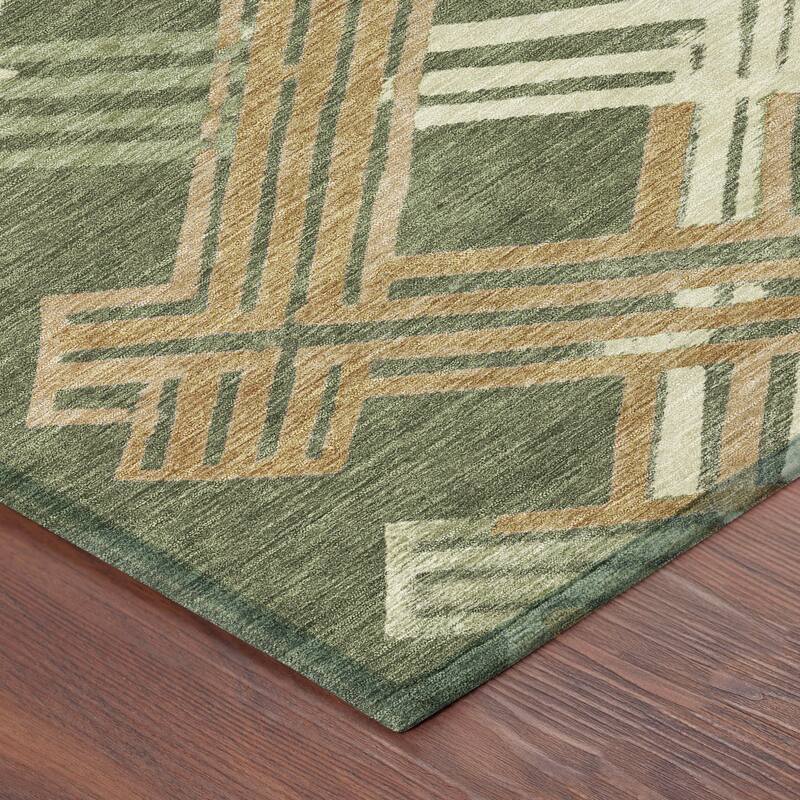 Machine Washable Indoor/ Outdoor Modern Trellis Chantille Rug