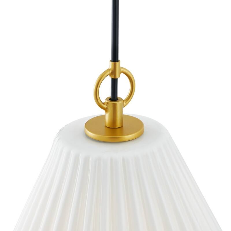 KAWOTI 1-Light Pendant with Fluted Opal White Glass - W11" x H10"（MaxH84.6"）