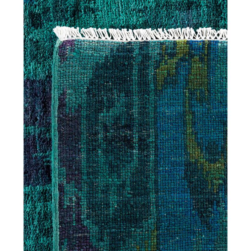Overdyed One-of-a-Kind Hand-Knotted Square Area Rug - Green - 11' 9" x 12' 1"