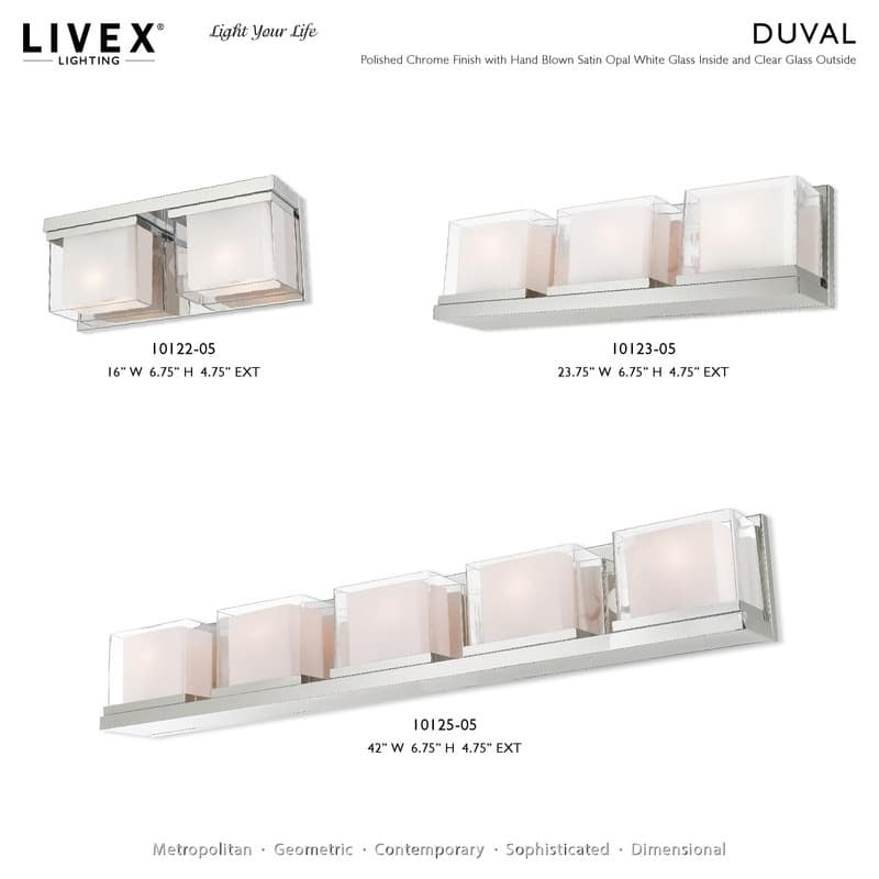 Livex Lighting 2-Light Polished Chrome Bath Vanity, 10122-05 - 16"W x 6.75"H x 4.75"D