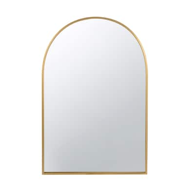 Arch Top Metal Framed Wall Mirror - 36" - Gold