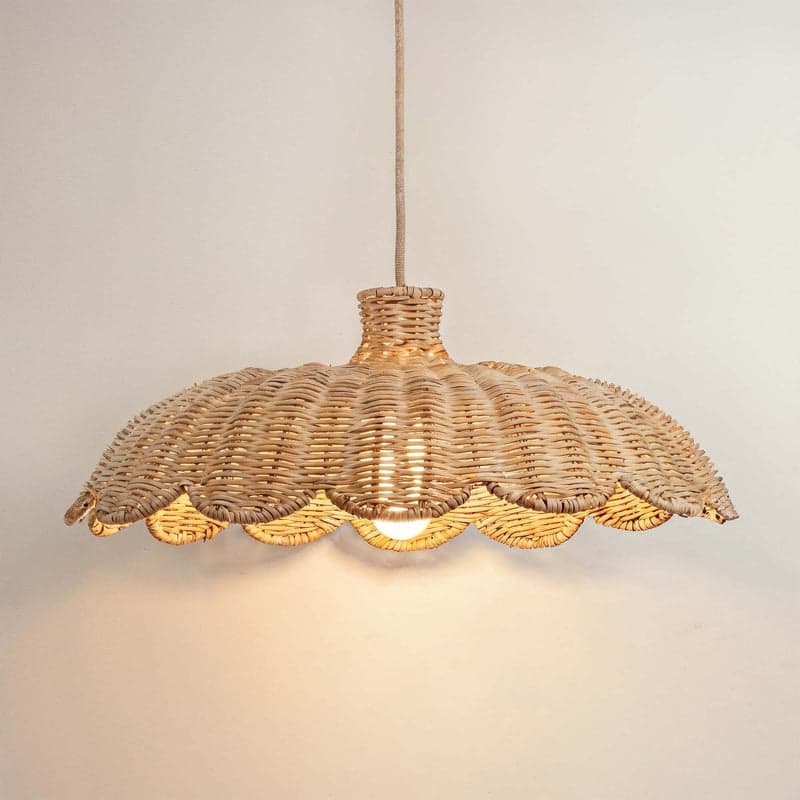 Aurelia Outdoor Rattan Pendant Light - Brown Large Dome 1-Light Handwoven Light Fixture For Modern, Boho or Tropical Room Decor - 24" - Lampshade Only