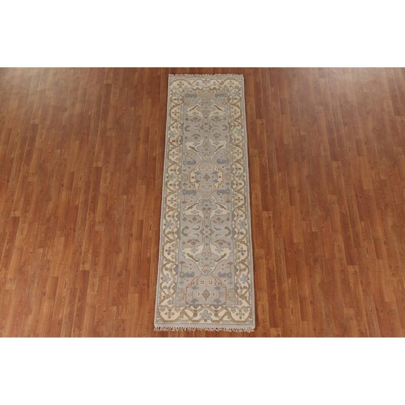 Transitional Oushak Oriental Runner Rug Handmade Wool Carpet - 2'7"x 8'3"