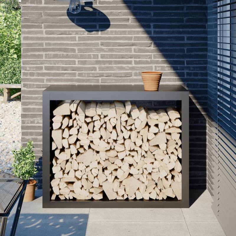 vidaXL Firewood Rack Steel - Anthracite 39.4 x 15.7 x 31.5