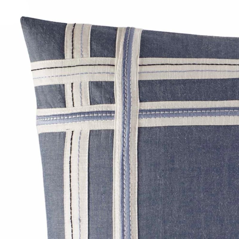 Nautica Fairwater Applique Cotton Blue Square Throw Pillow