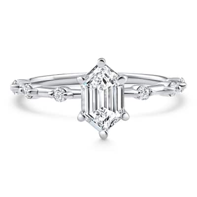 Certified 1 1/3Ct Hexagon Diamond Jamie Engagement Ring Gold Lab Grown