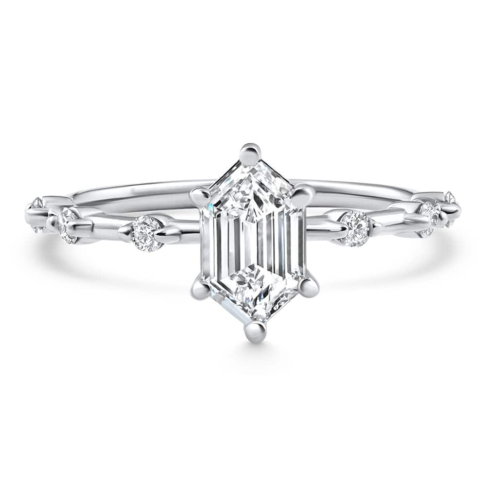 Bliss Diamond Certified 1 1/3Ct Hexagon Diamond Jamie Engagement Ring Gold Lab Grown